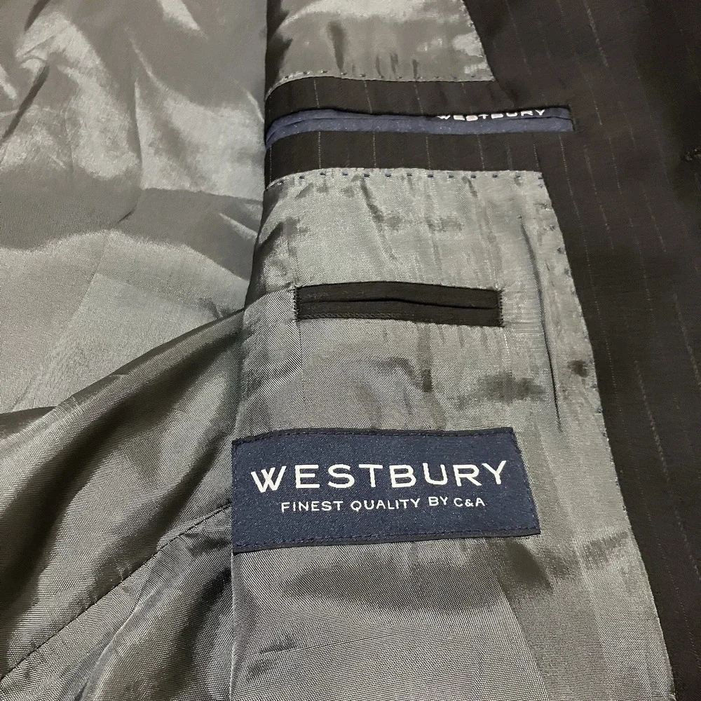 Westbury Mens Size 54 Black Striped Wool‎ Blend Blazer Jacket 3 Button Sport